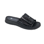 Eric Michael Darla Adjustable Sandal in Black Croc Patent  Leather Eric Michael
