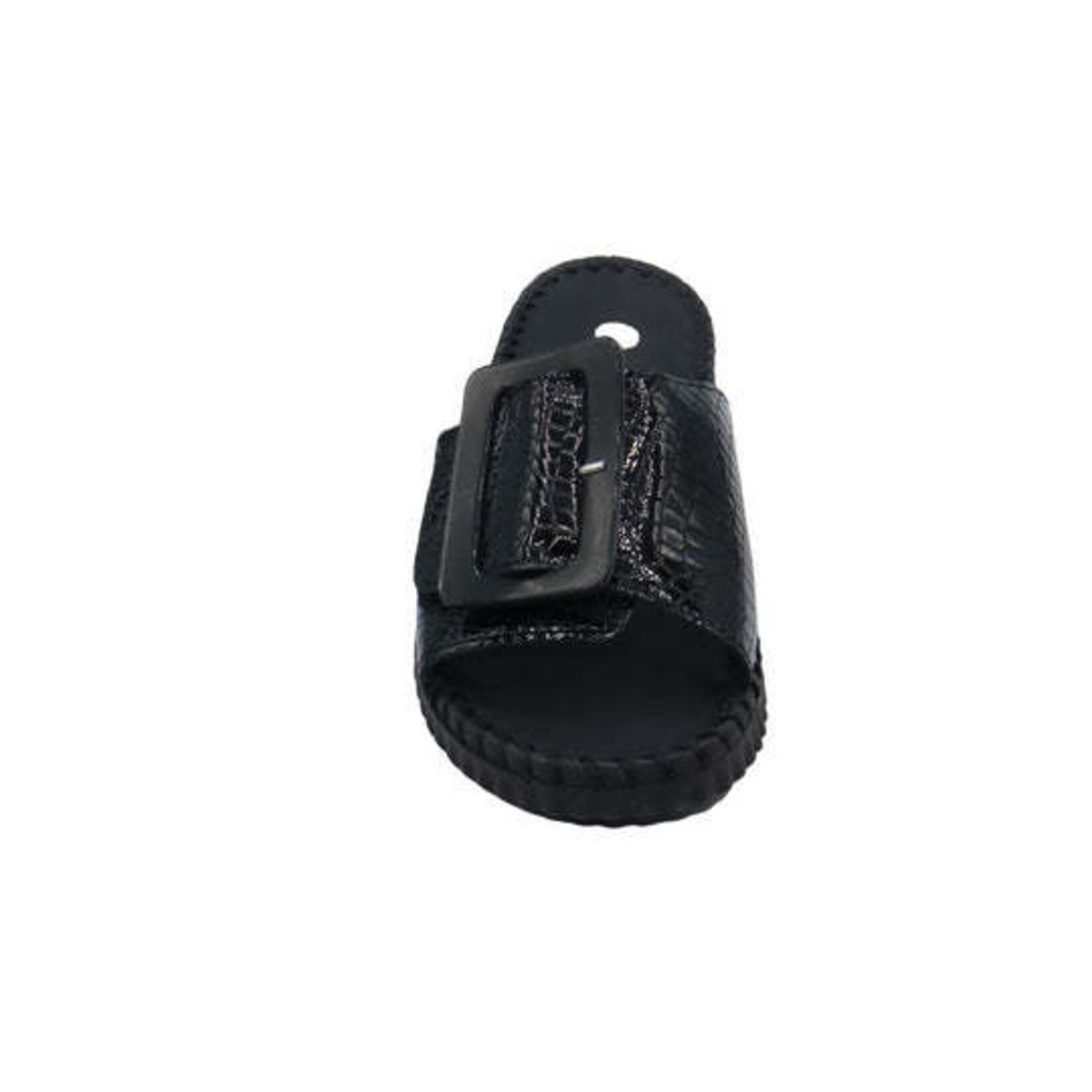 Eric Michael Darla Adjustable Sandal in Black Croc Patent  Leather Eric Michael