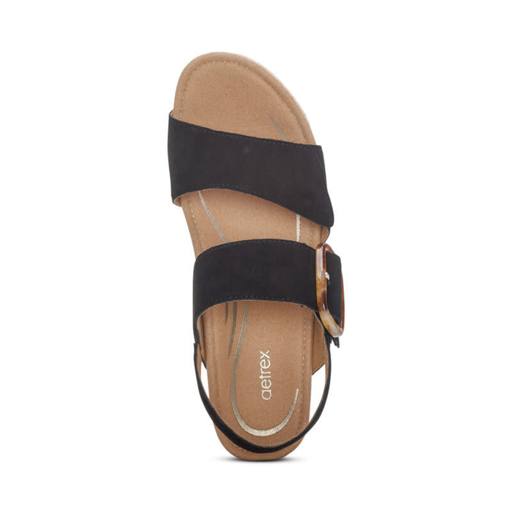 Aetrex Ashley Adjustable Wedges with Arch Support in Black Suede by Aetrex
