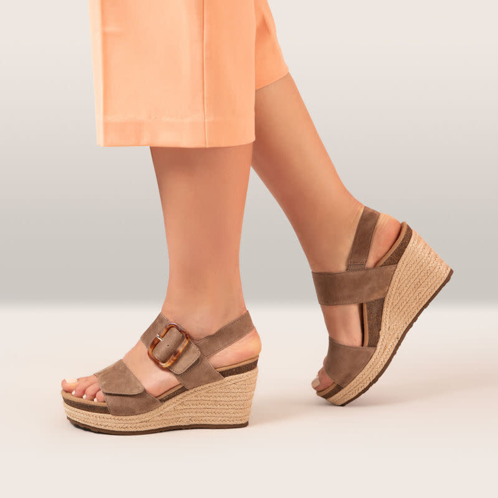 Aetrex Ashley Adjustable Wedges with Arch Support in Black Suede by Aetrex