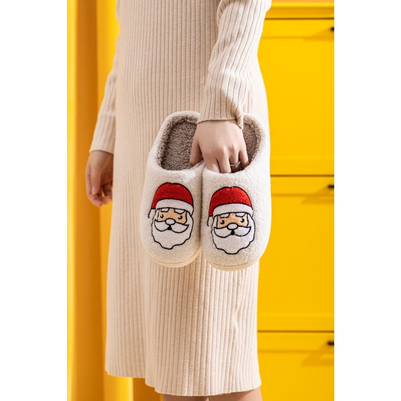 Santa Clause Soft Fluffy Christmas Holiday Slippers