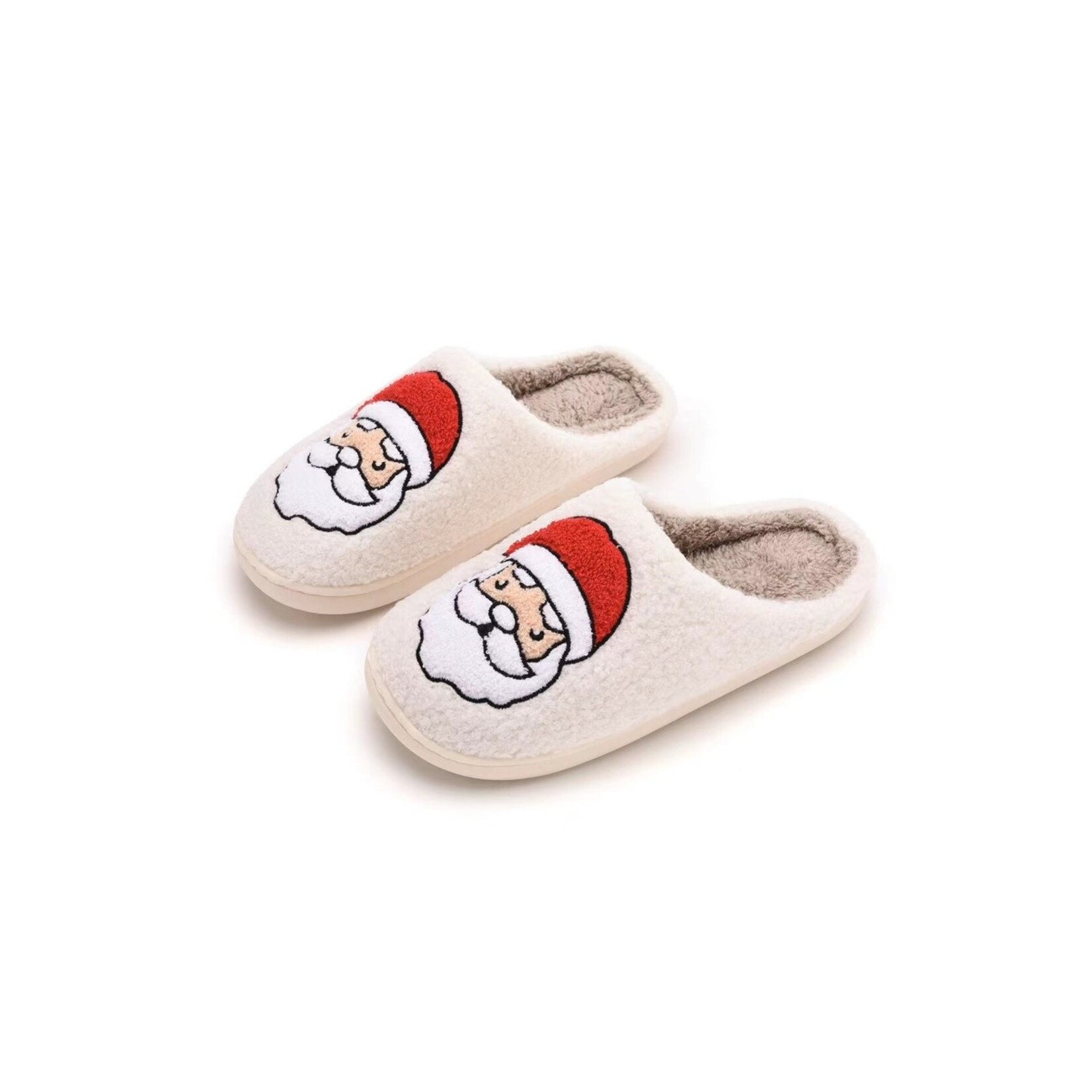 Santa Clause Soft Fluffy Christmas Holiday Slippers