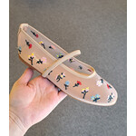 Floral Mesh Ballerina Flat in Natural