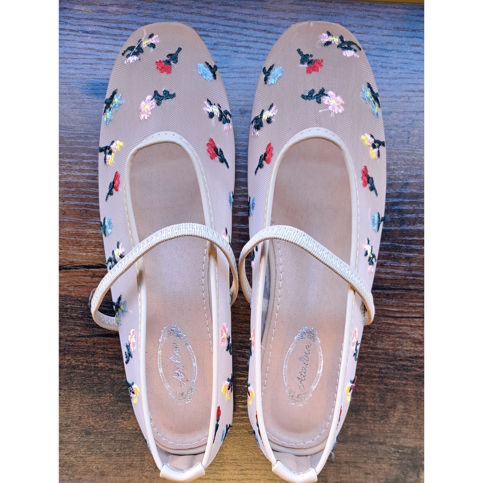 Floral Mesh Ballerina Flat in Natural