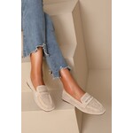 Joy Soft Moc Flat in Nude Faux Suede
