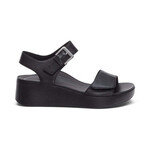 Aetex Ariel Quarter Strap  Adjustable Wedge Sandals in Black Leather