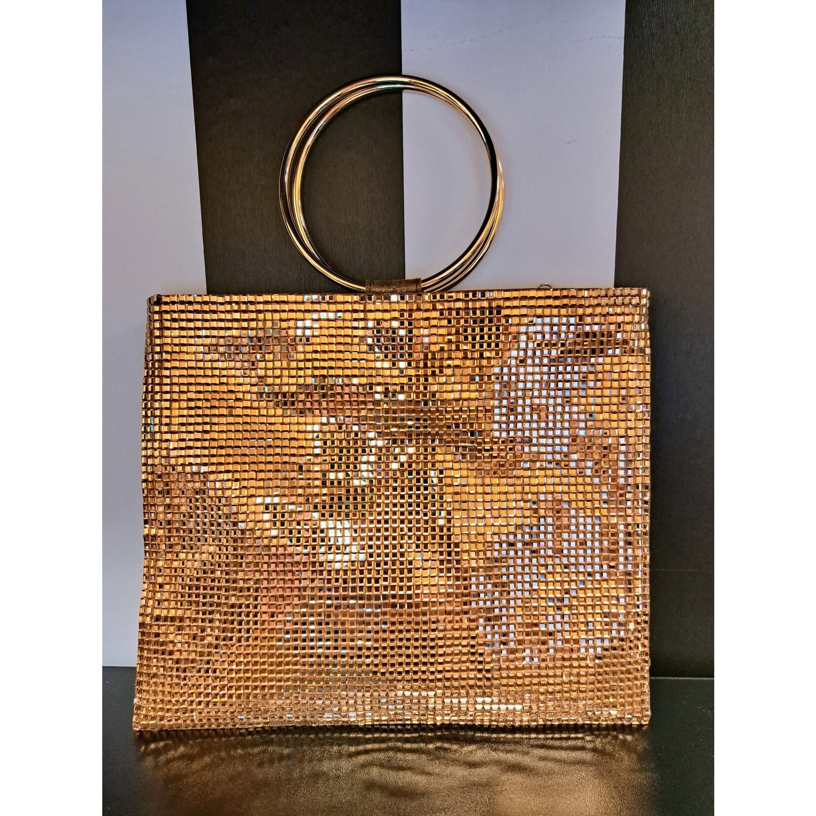 Nina Footwear Glass Stones Embellished Double Ring Totes by Nina