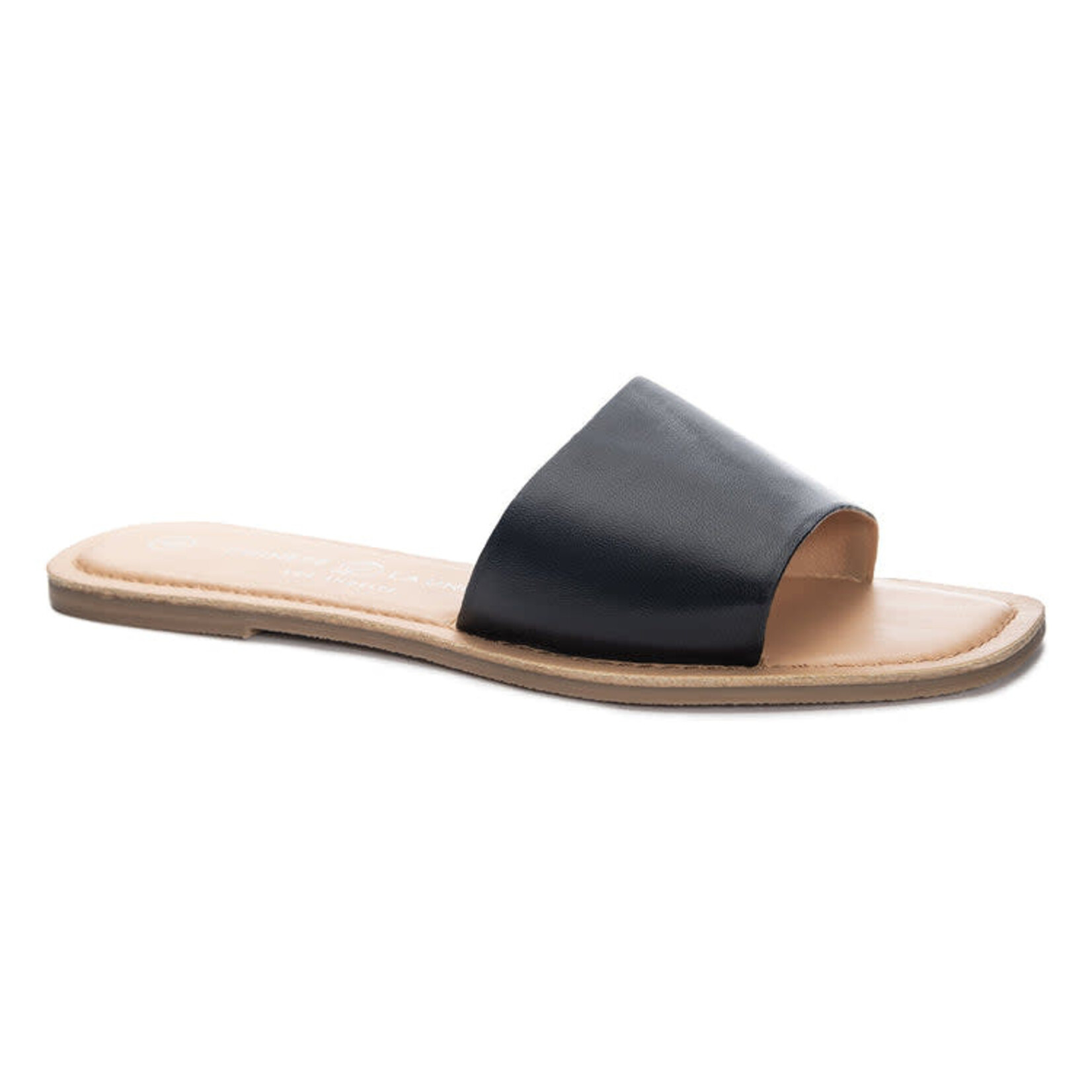 Chinese Laundry Regina Black Leather Slides by Chinese Laundry