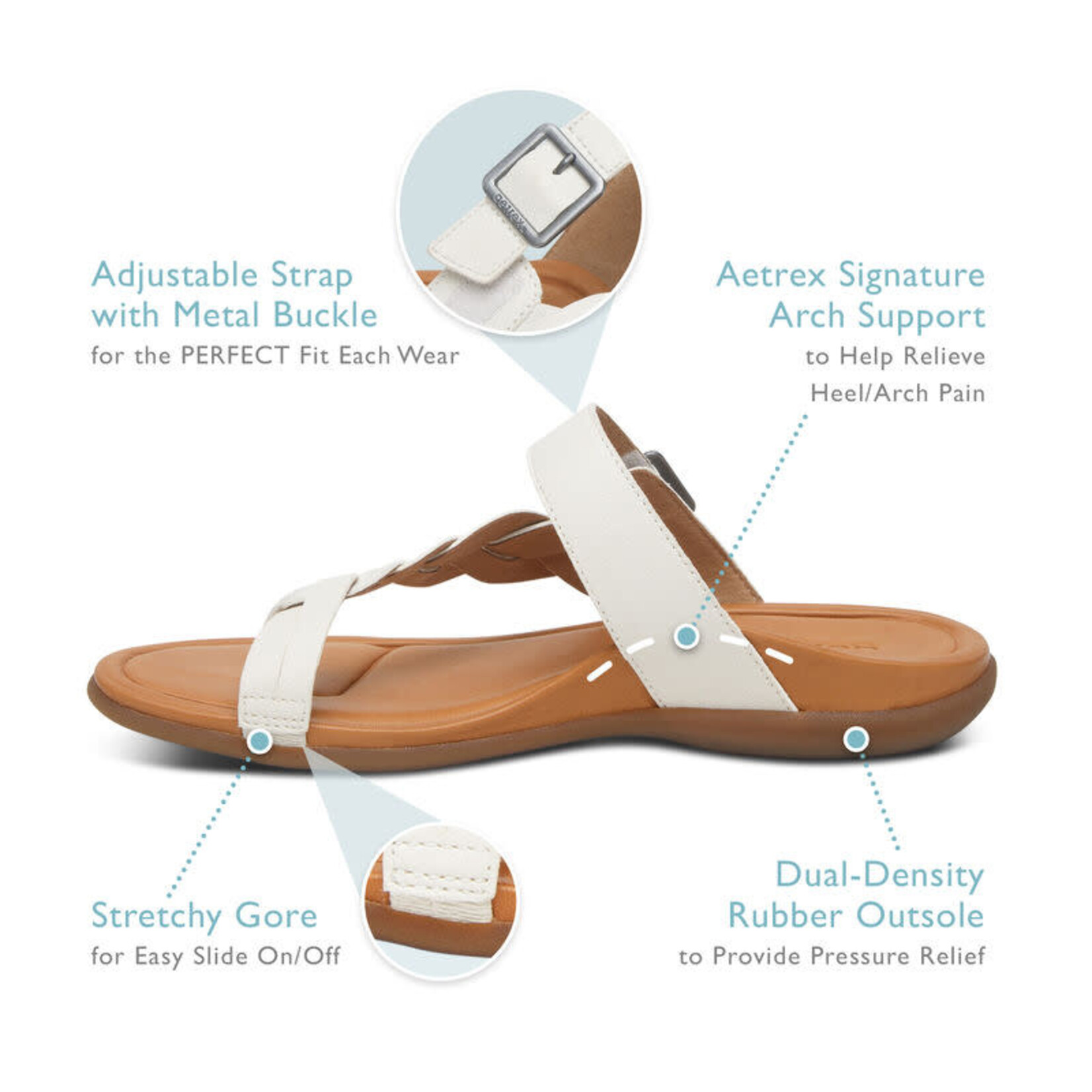 Aetrex Selena Adjustable Thong Sandal by Aetrex  SIze 41 Only