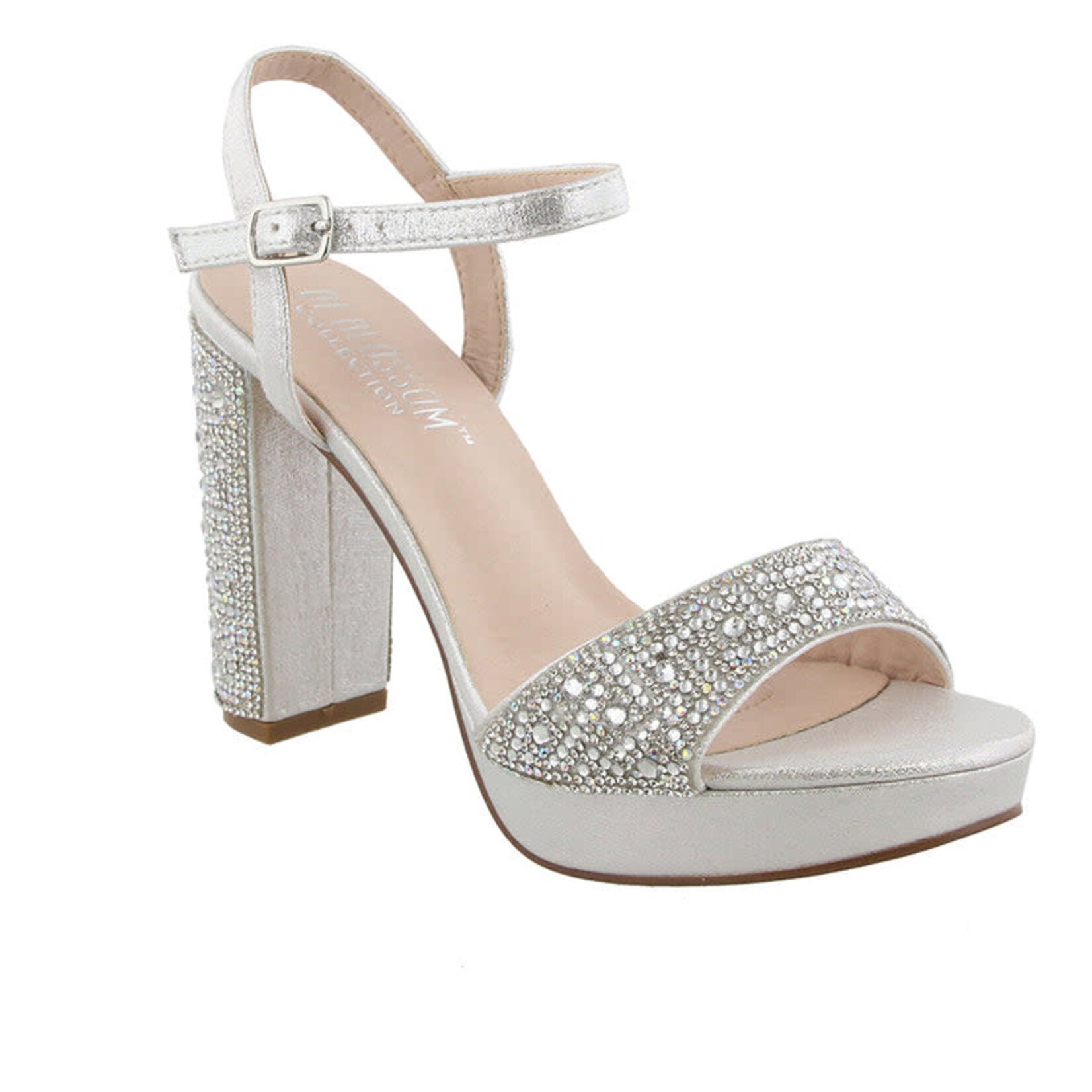 Blossom Peace Silver Shimmer 4.5"  Platform by Blossom Size 8.5 Only