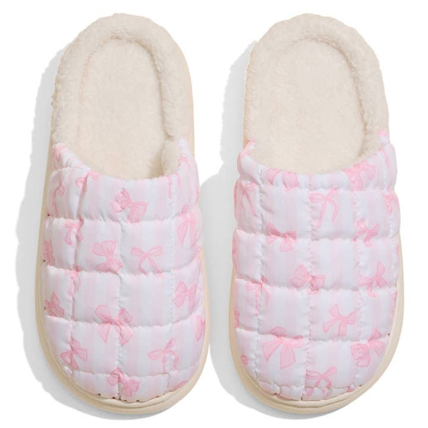 Pink Bow Puffer Slippers