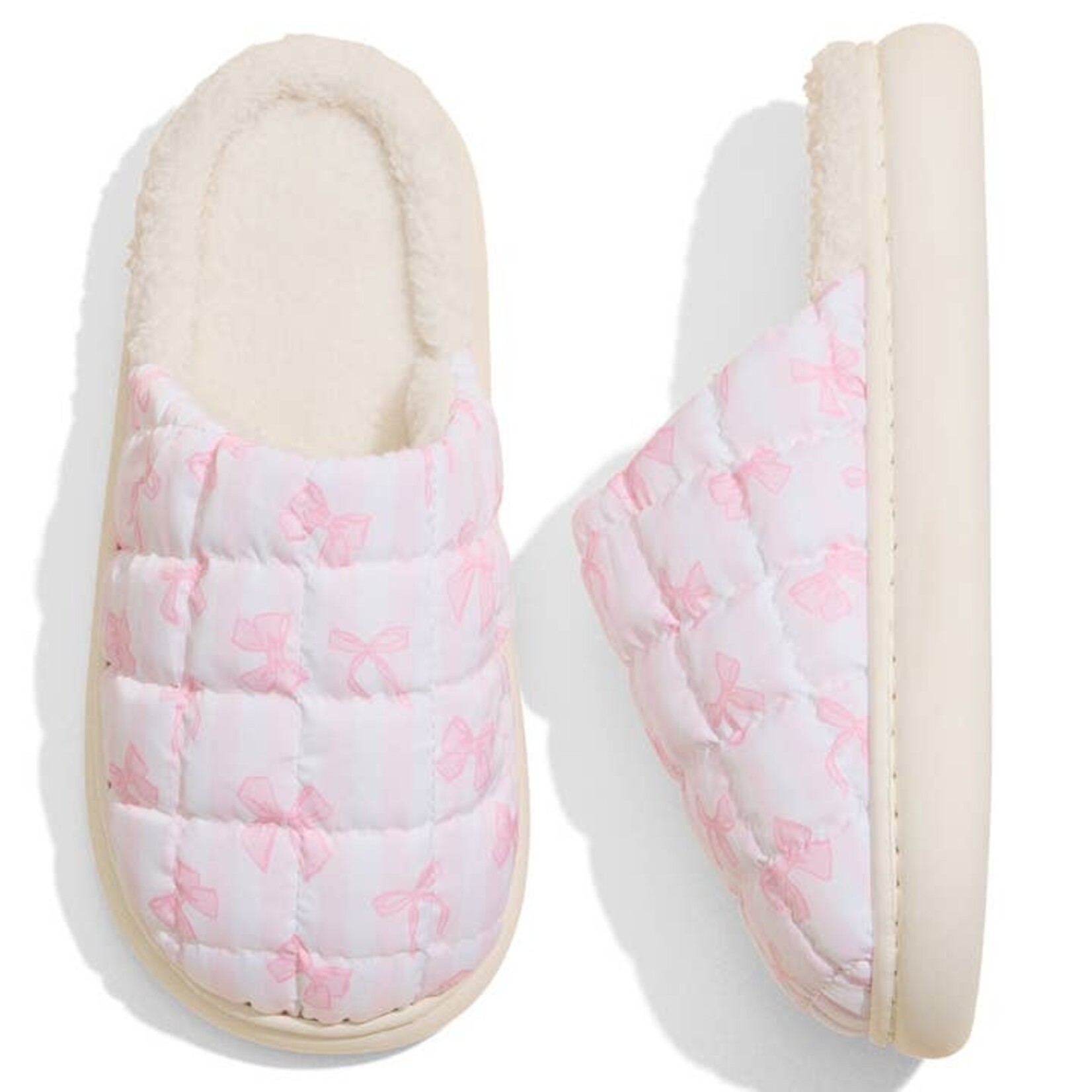 Pink Bow Puffer Slippers