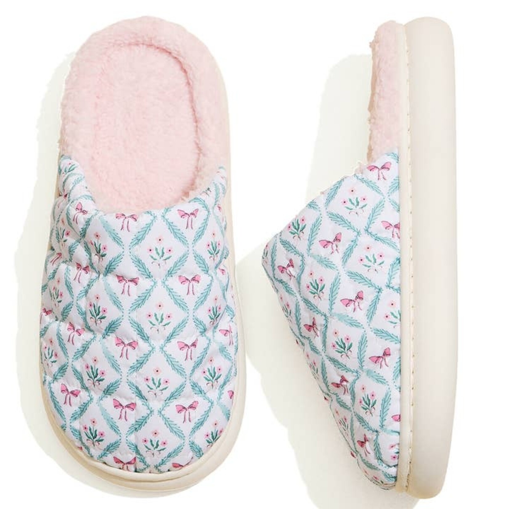 Flowers and Bows Puffer Slippers