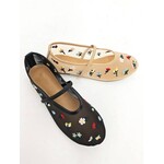 Floral Mesh Ballerina Flat in Black