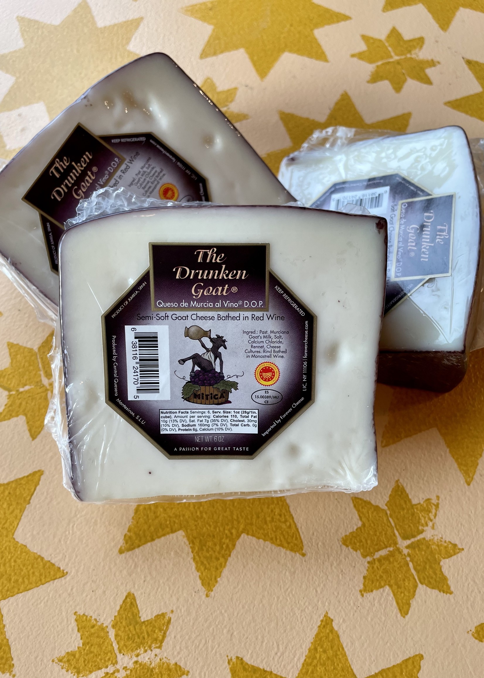 Drunken Goat Queso de  Murcia al Vino DOP, semi soft goat cheese bathed in red wine 6oz