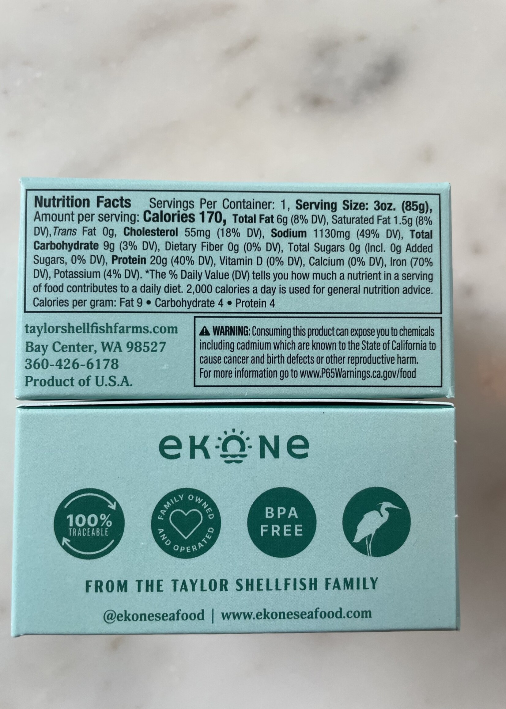 Ekone Oyster Co. Original Smoked Oysters 3oz (185g) Pacific Northwest