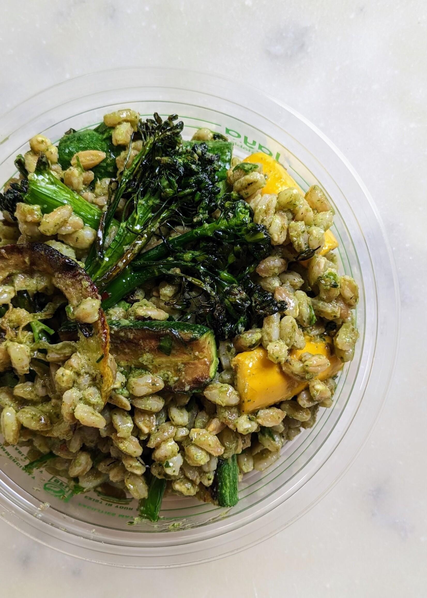 Charred Lemon, Grilled Zucchini, HazelnutFarro Salad 8oz