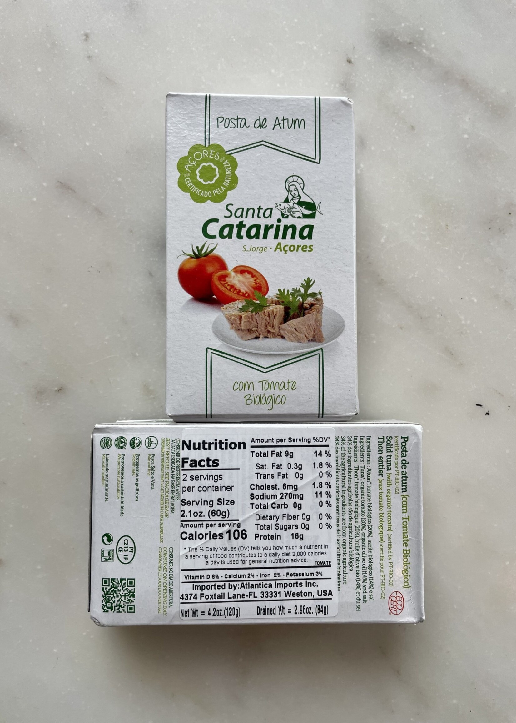 Santa Catarina Tuna Fillets w/ Organic Tomatoes & Olive Oil 4.2oz