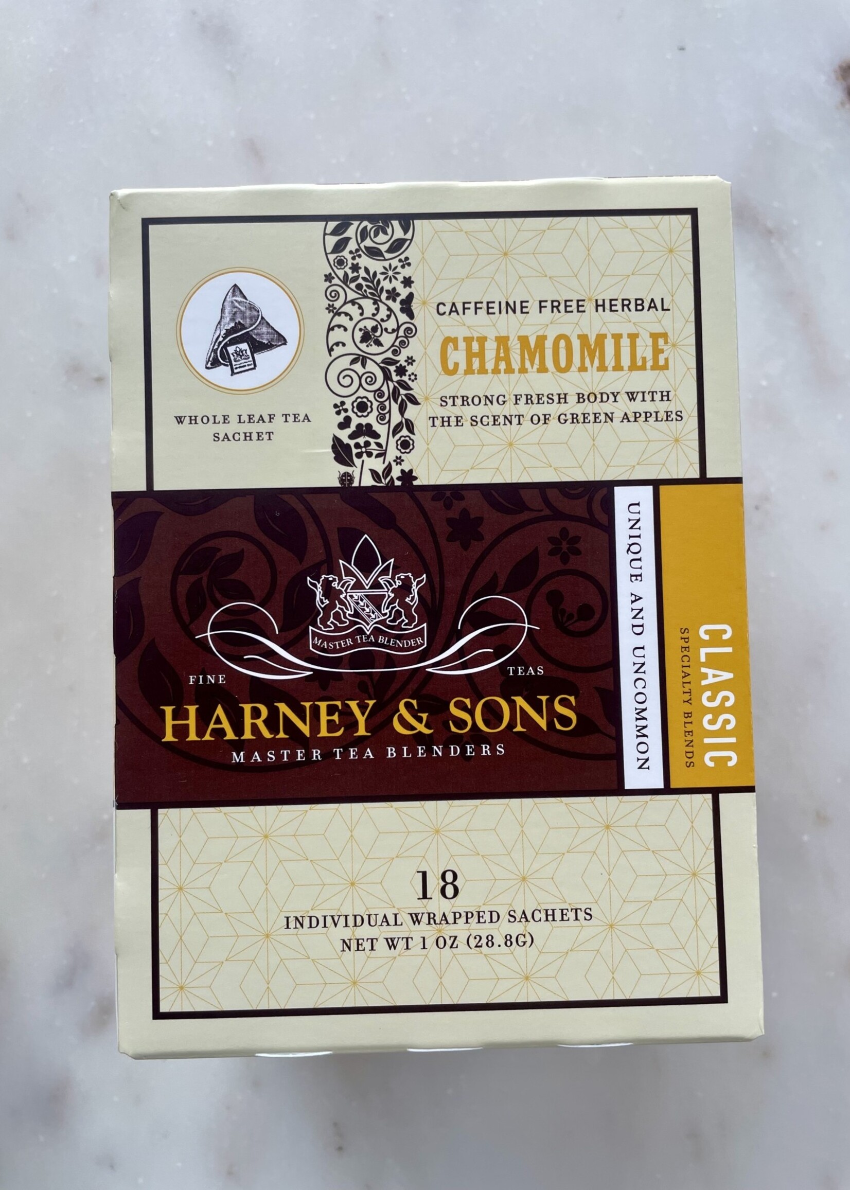 Harney & Sons, Chamomile Tea Whole Leaf Sachet (Box of 18 individuals wrapped sachets) 1oz (28.8g)