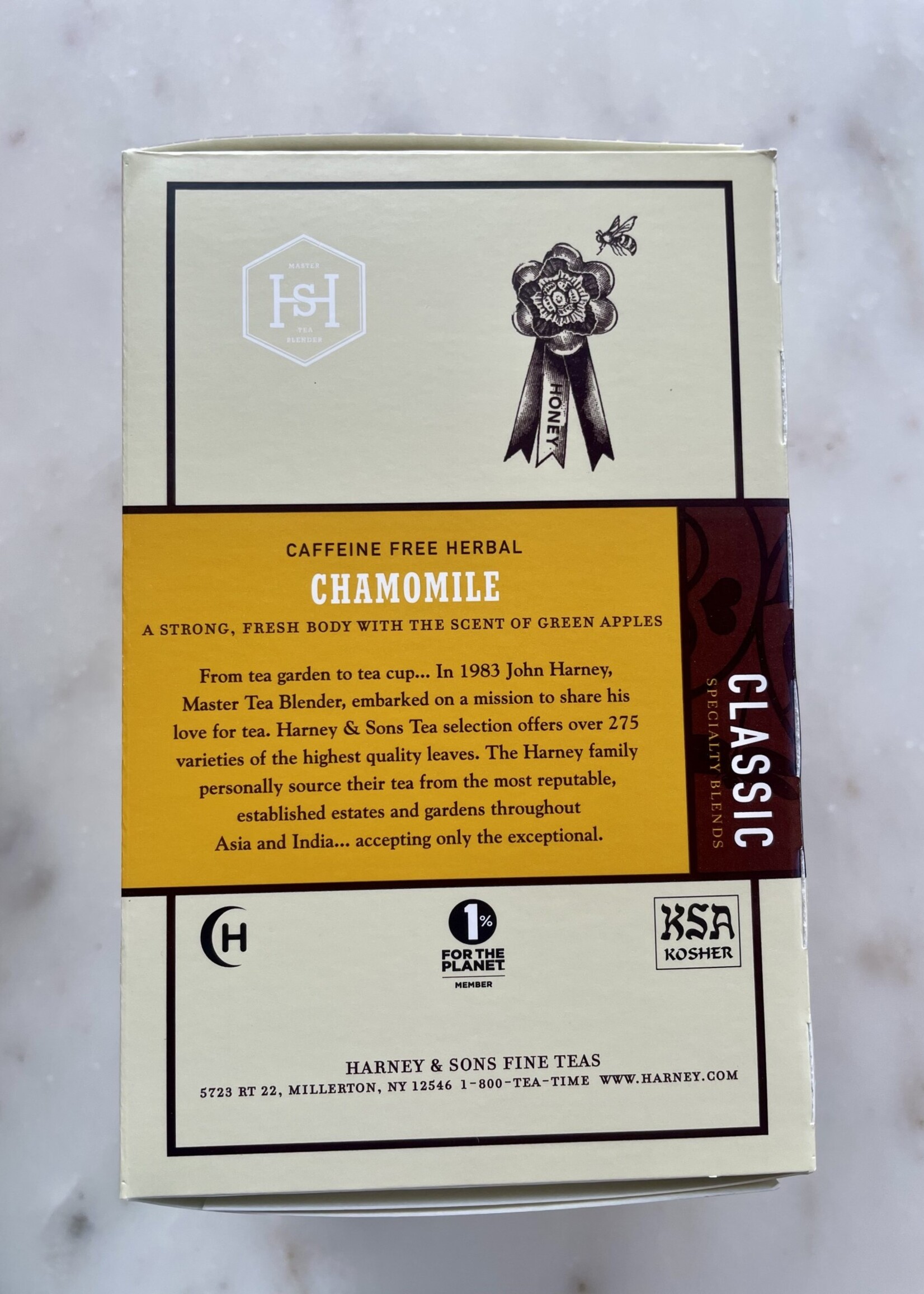 Harney & Sons, Chamomile Tea Whole Leaf Sachet (Box of 18 individuals wrapped sachets) 1oz (28.8g)