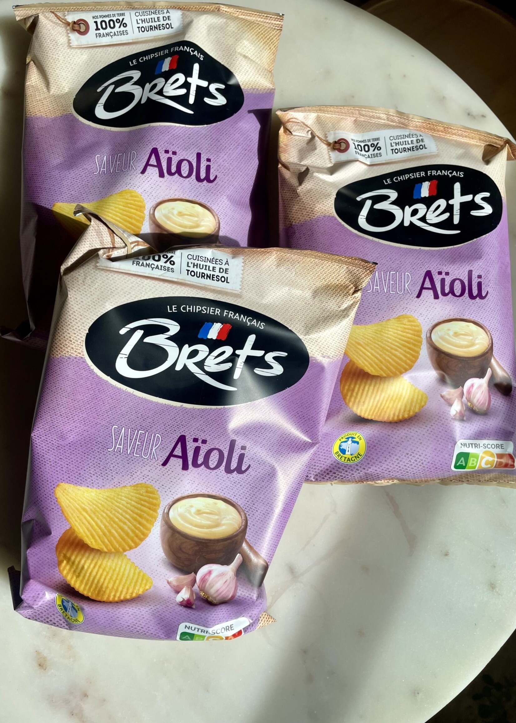 Brets Le Chipsier Français Saveur Aioli Potato Chips, Bretagne, France 5.4oz (125g)