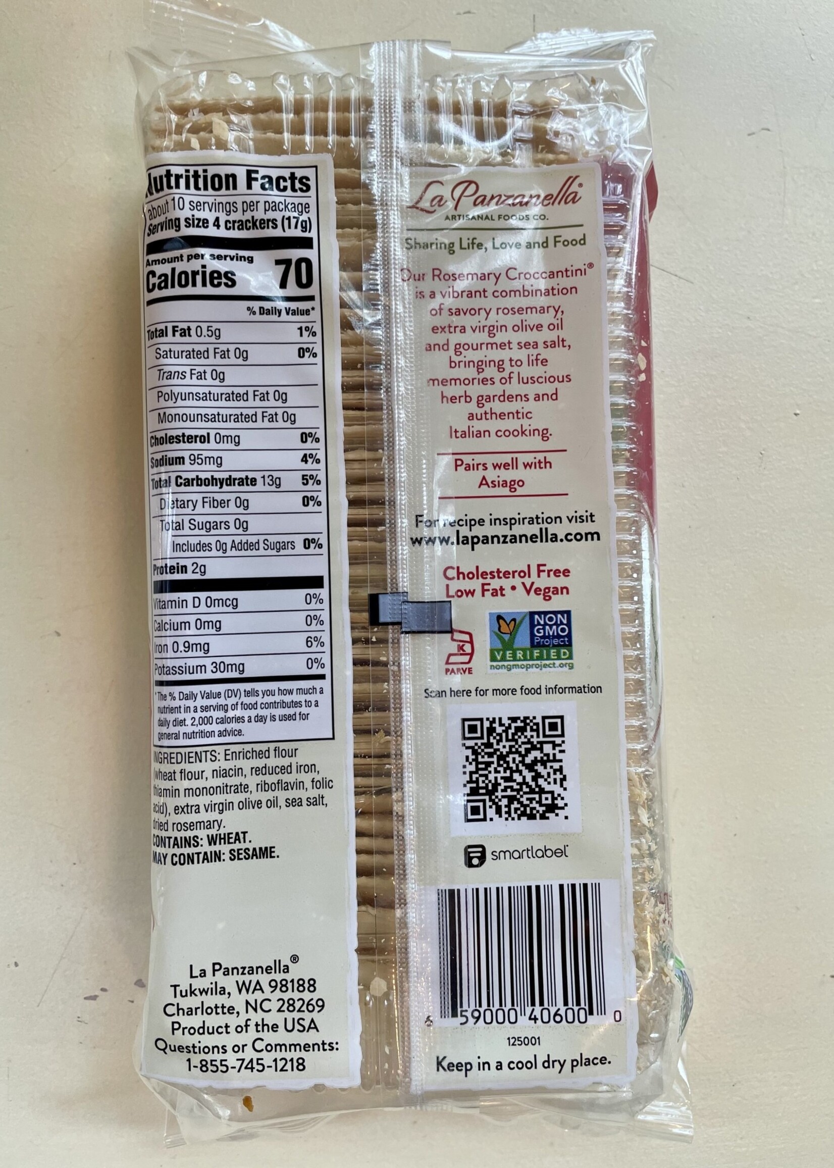 La Panzanella, Croccantini Rosemary Artisan Crackers 6oz (170g)