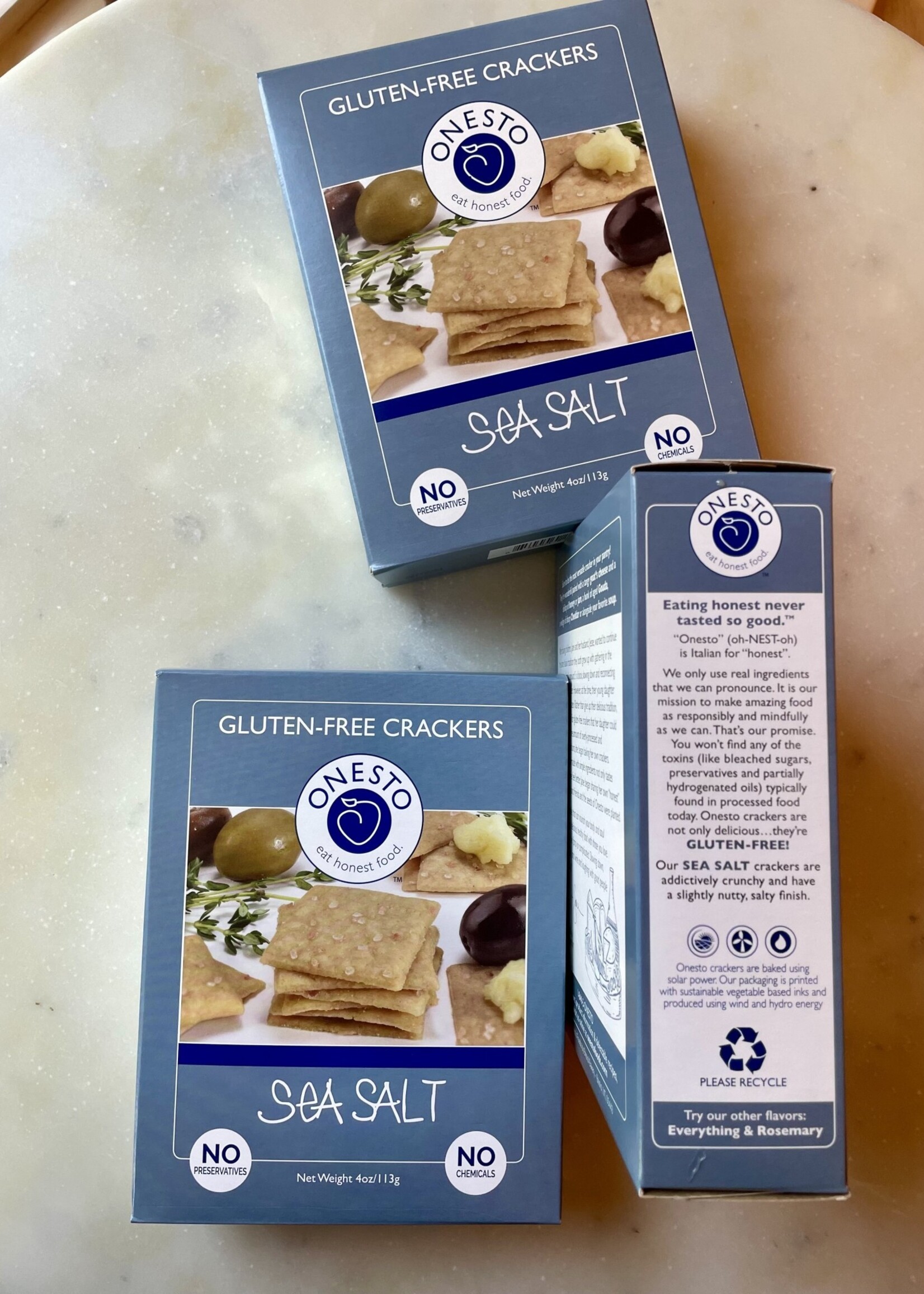 Onesto Gluten Free Sea Salt Crackers 4oz (113g)