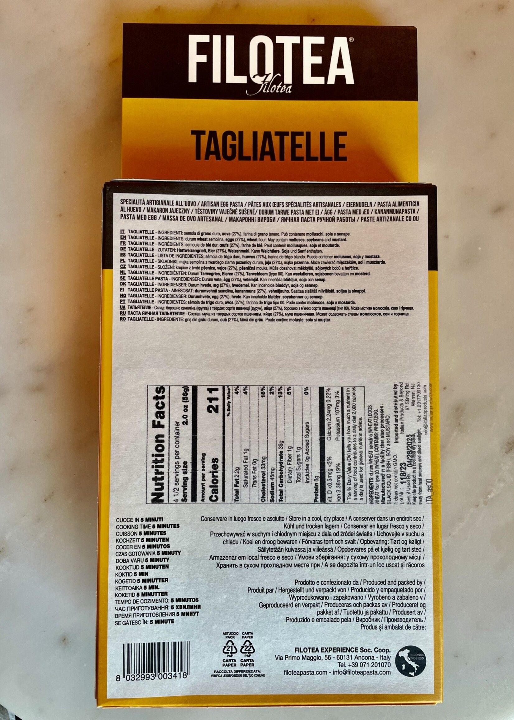 Filotea, Tagliatelle Egg Pasta 8.8oz (250g)