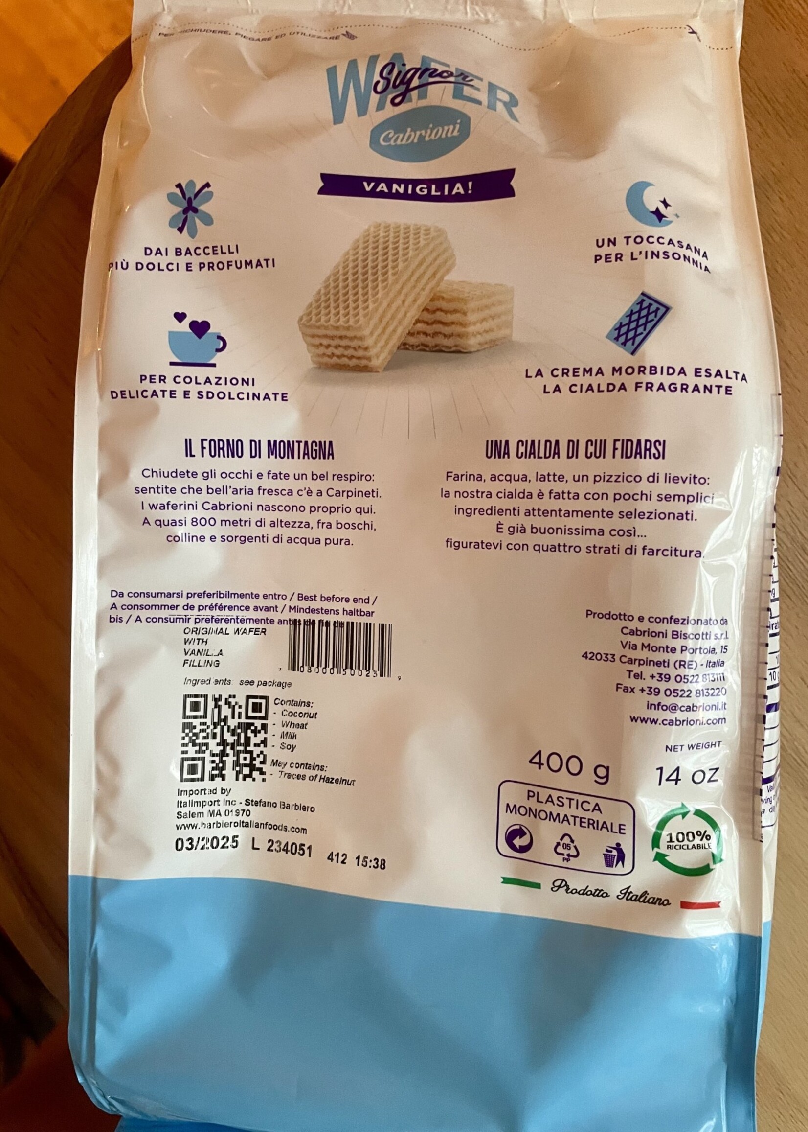 Cabrioni Vanilla Wafers 14oz (400g)