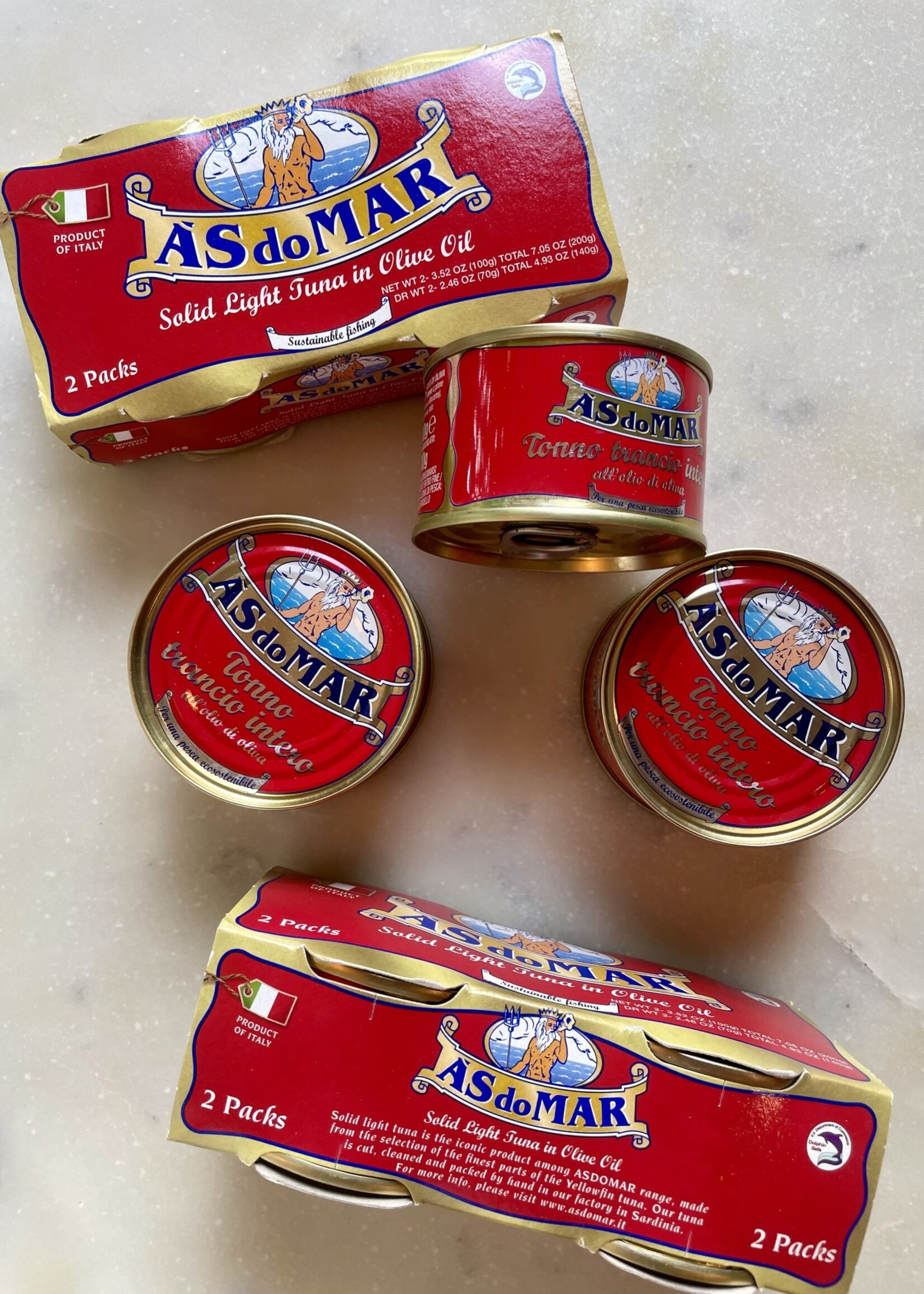 Ás do Mar Solid Light Tuna in Olive Oil Italy 3.52 oz (100g) 2-Pack