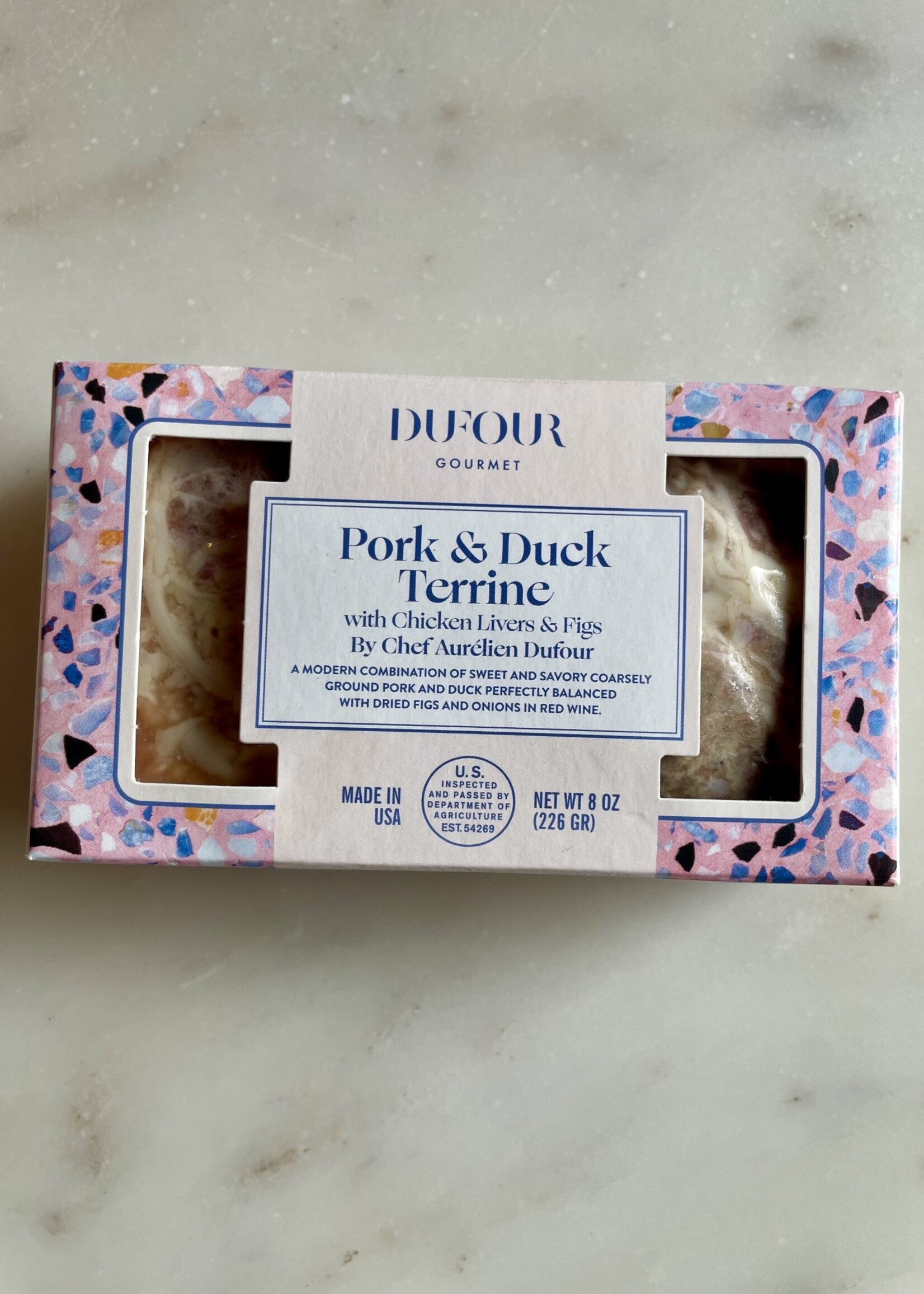 Chef Aurélien Dufour Gourmet Pork & Duck Terrine w/ Chicken Livers & Figs 8oz (226g)