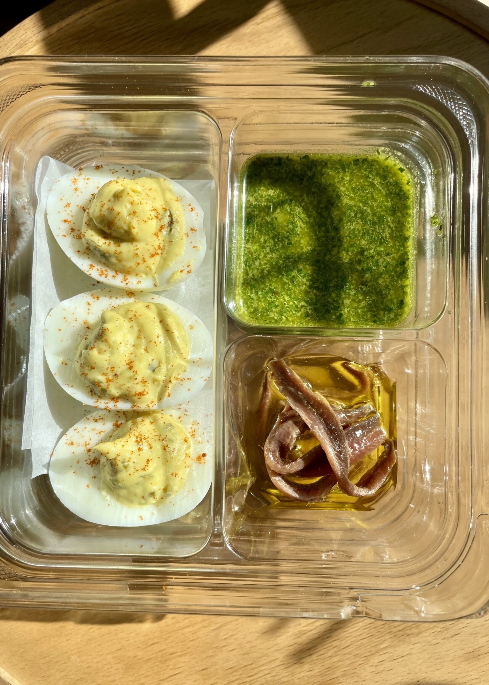 Deviled Eggs w/ Anchovies + Salsa Verde