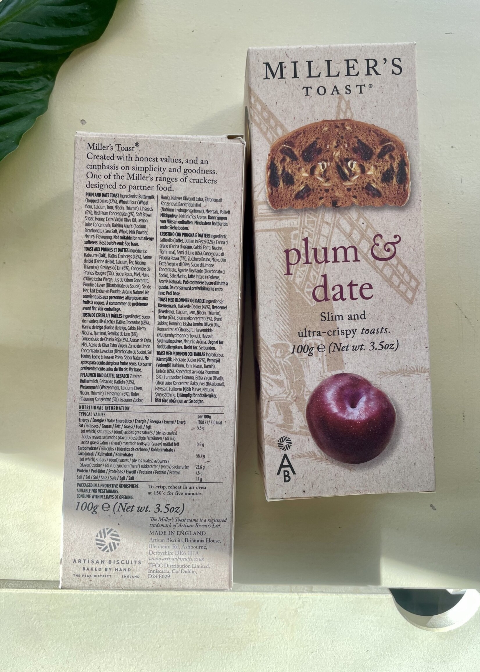 Miller’s Toast Plum & Date (3.5oz) 100g