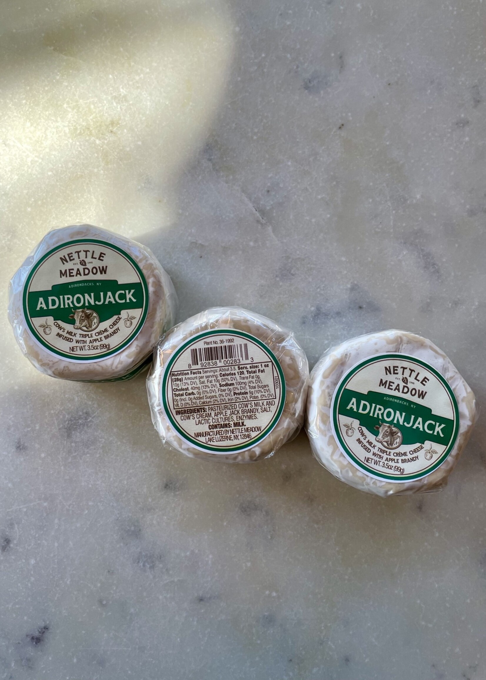 Nettle Meadow, Adirondack Cow Milk Triple Crème Cheese Infused with Apple Brandy 3.5oz (99g)