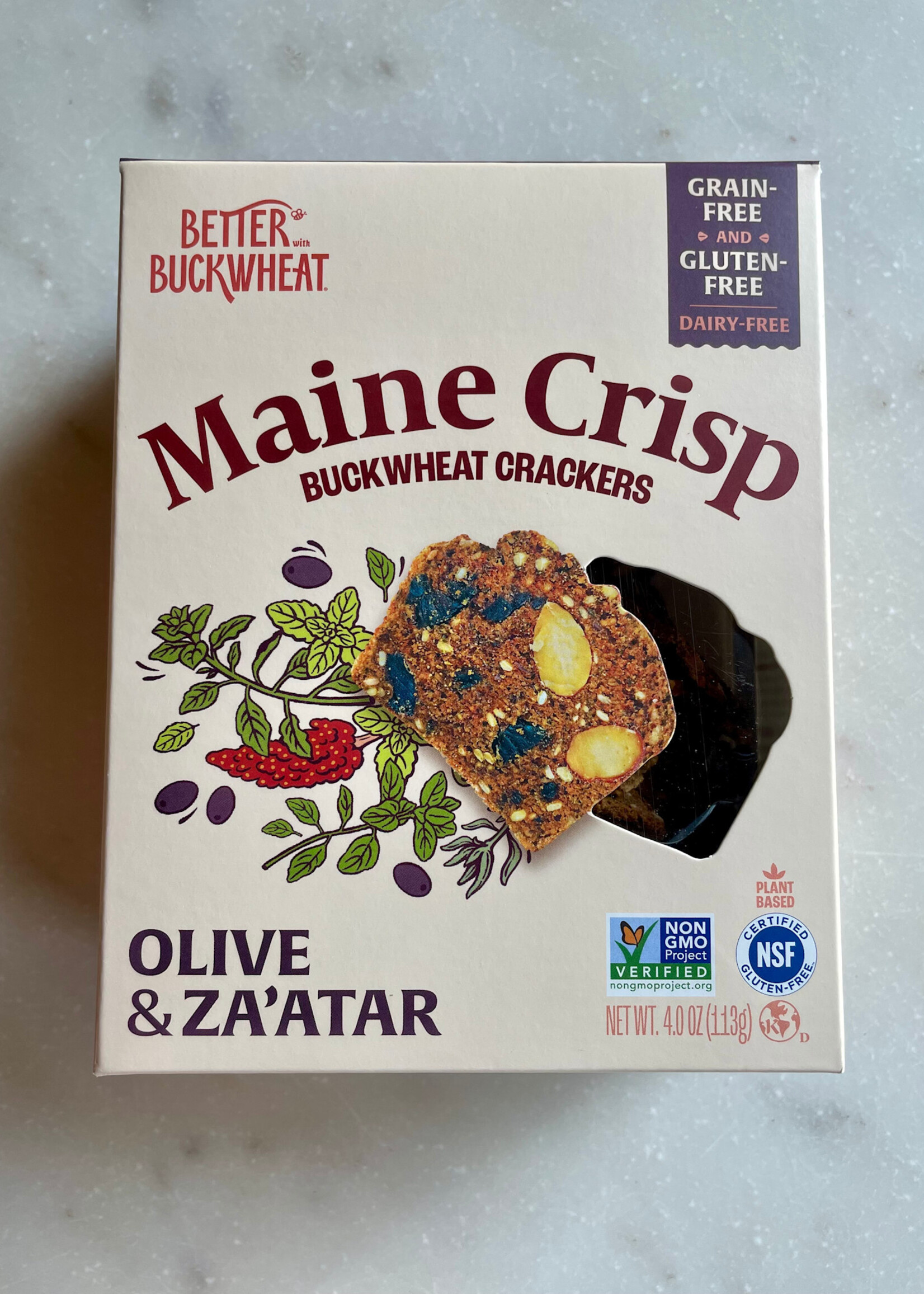 Maine Crisp Better Buckwheat, Olive & Za’atar Crisps Gluten-Free Crackers