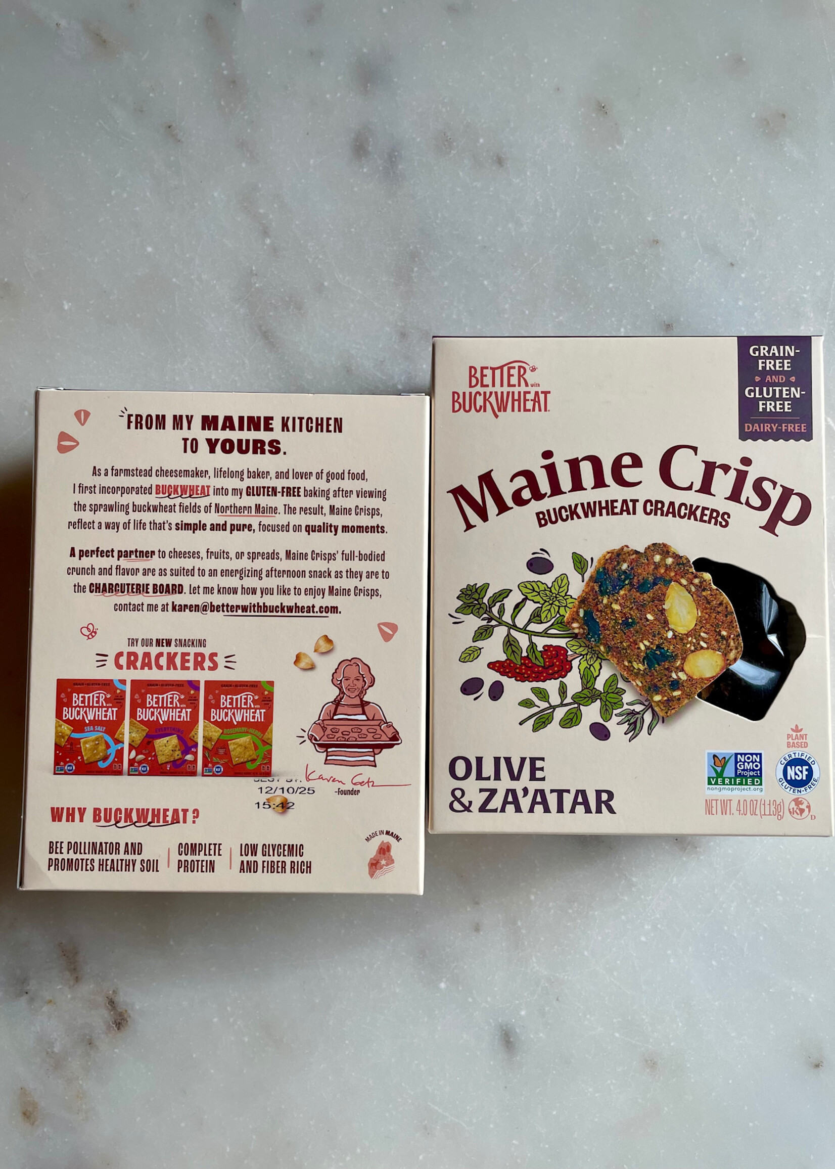 Maine Crisp Better Buckwheat, Olive & Za’atar Crisps Gluten-Free Crackers