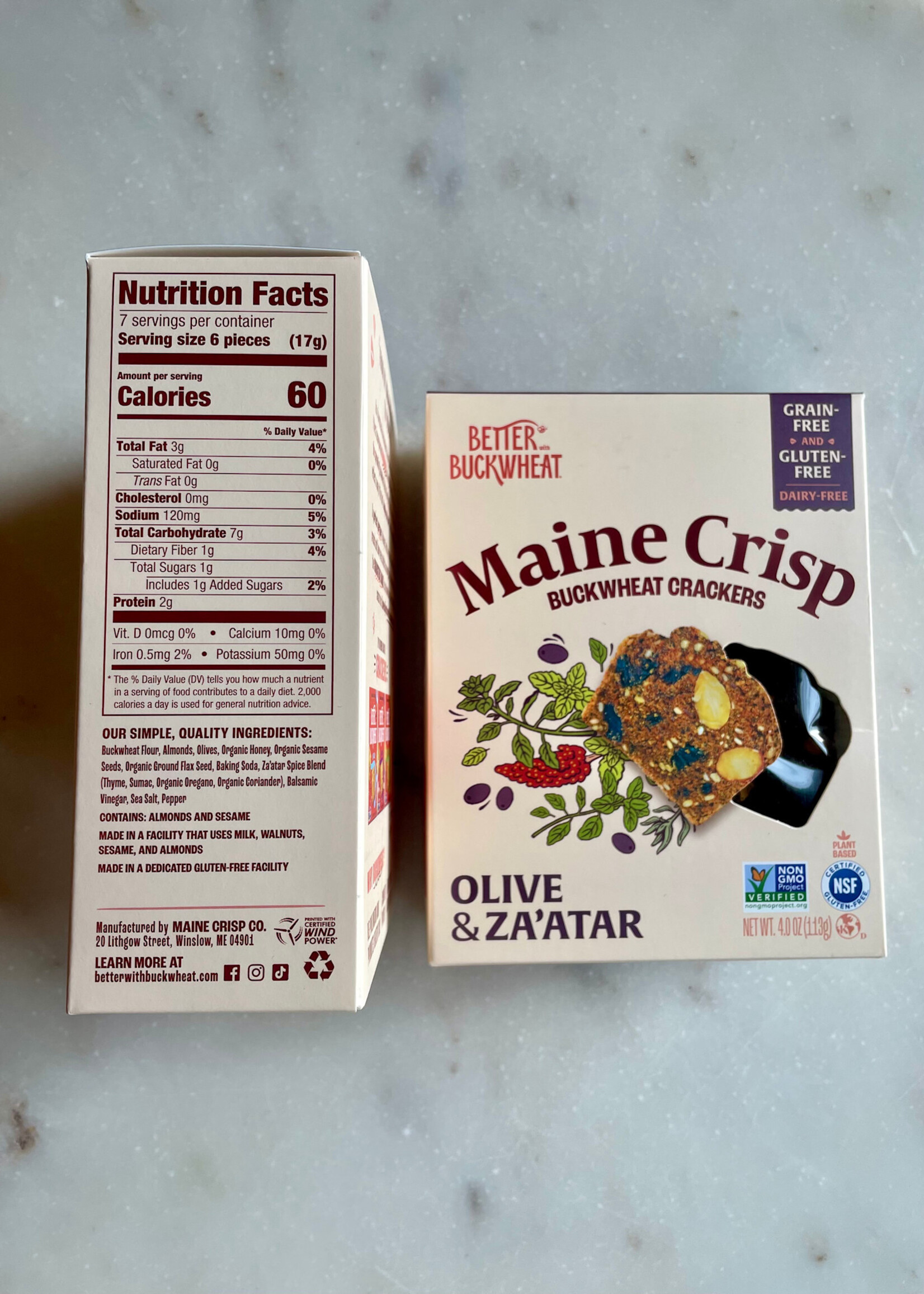 Maine Crisp Better Buckwheat, Olive & Za’atar Crisps Gluten-Free Crackers