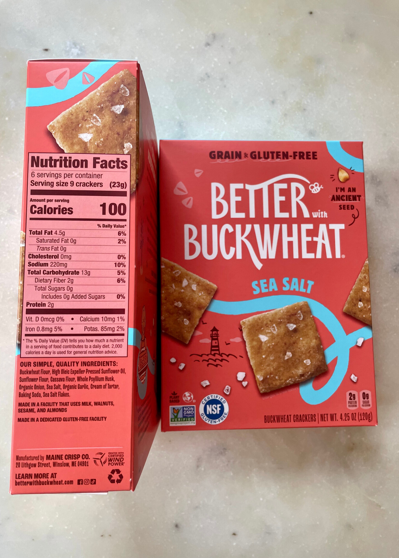 Maine Crisp Better Buckwheat, Sea Salt Crisps Gluten-Free Crackers