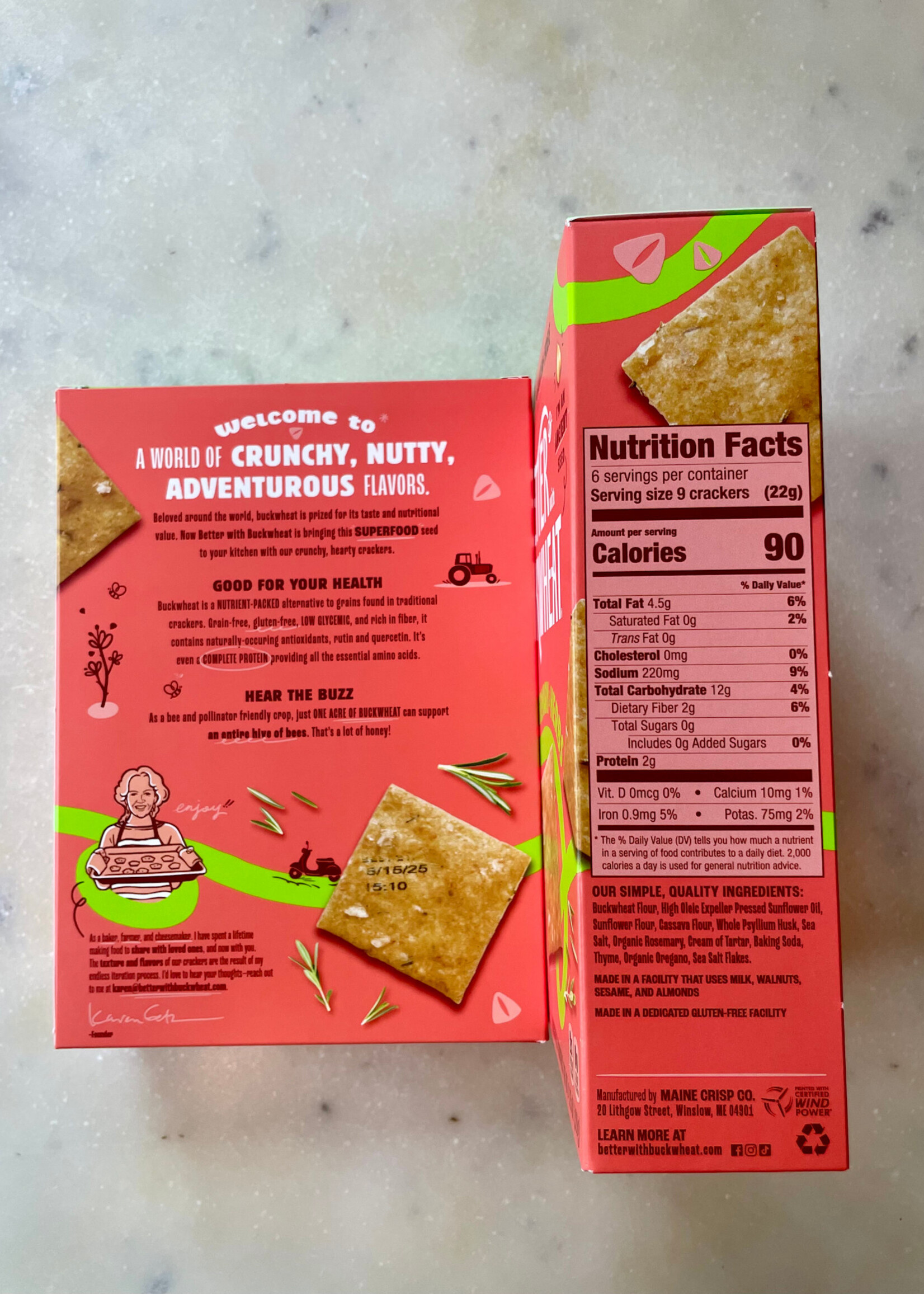 Maine Crisp Better Buckwheat, Rosemary & Herbs Crisps Gluten-Free Crackers