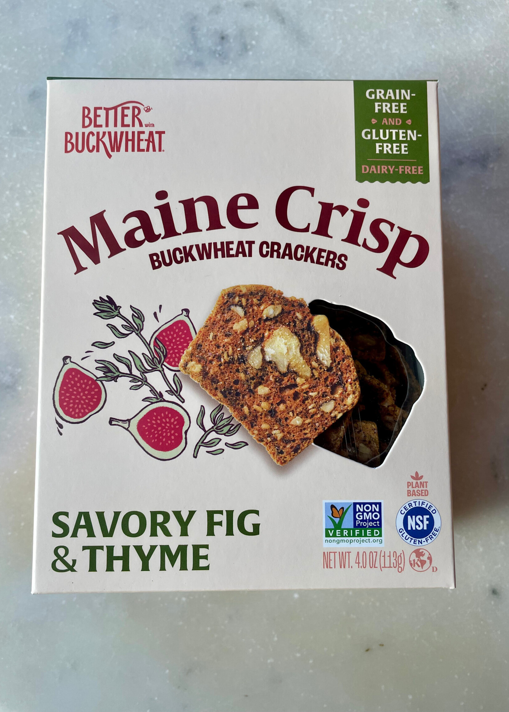 Maine Crisp Better Buckwheat, Savory Fig & Thyme Crisps Gluten-Free Crackers