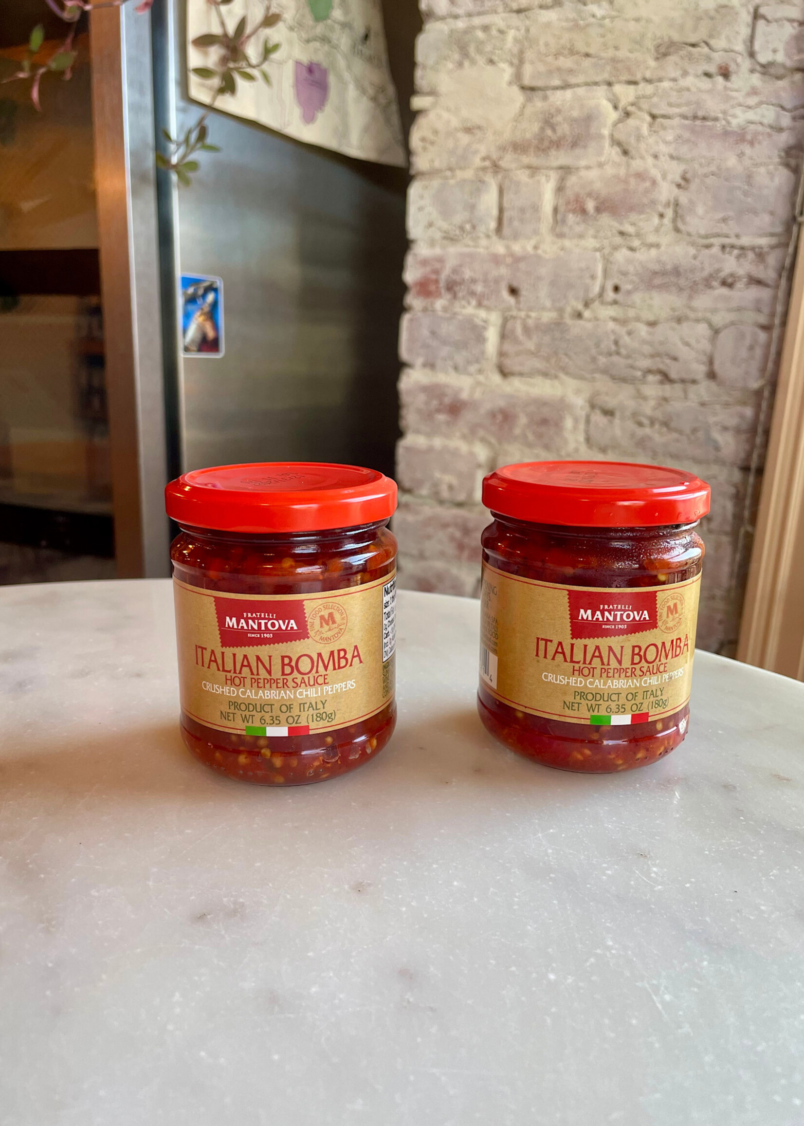 Fratelli Mantova, Italian Bomba Hot Pepper Sauce, Crushed Calabrian Chili Peppers, Italy 6.35oz (80g)