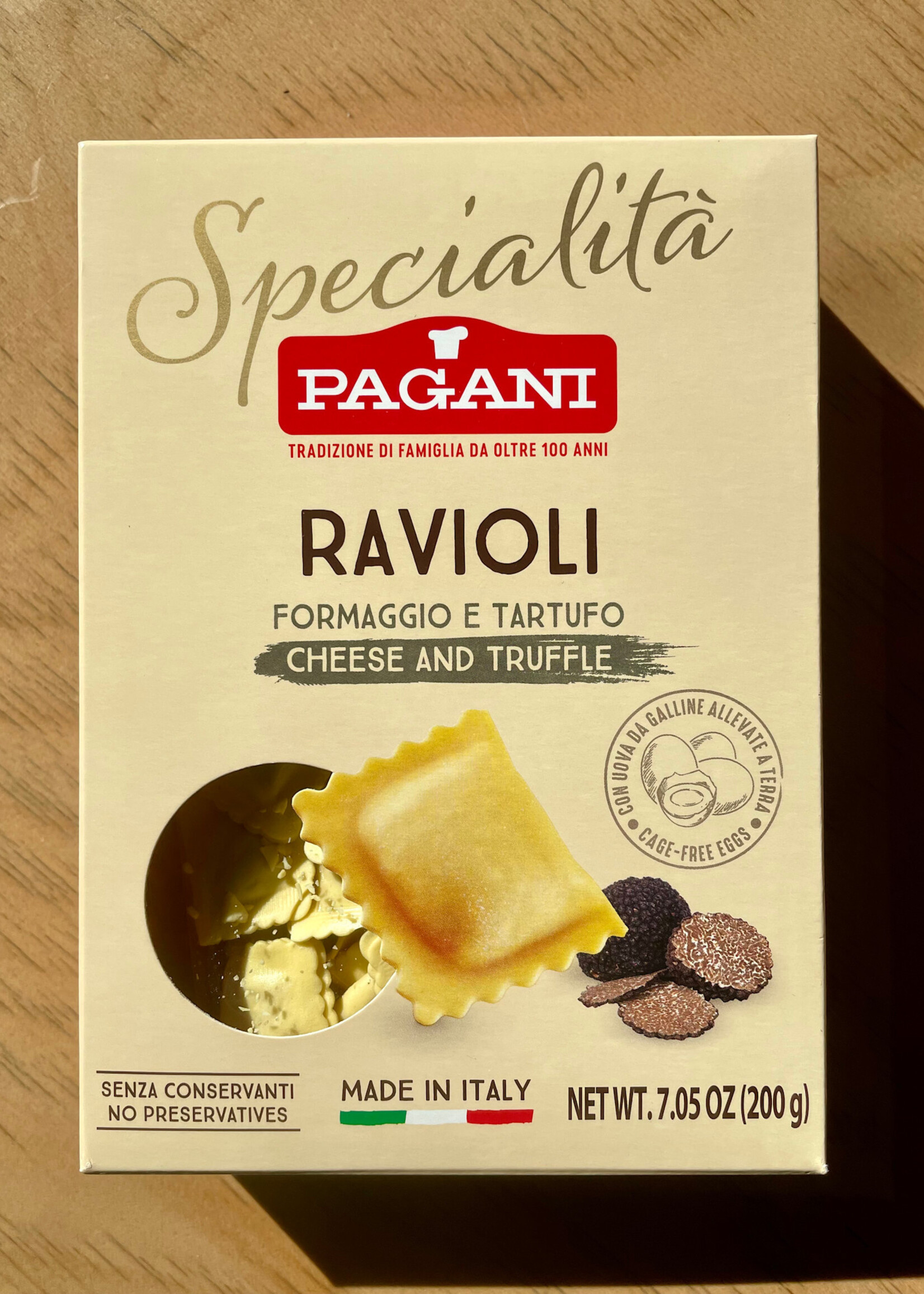 Pagani Ravioli Formaggio e Tartufo, Dried Cheese & Truffle Raviolis, Italy 7.05oz (200g)