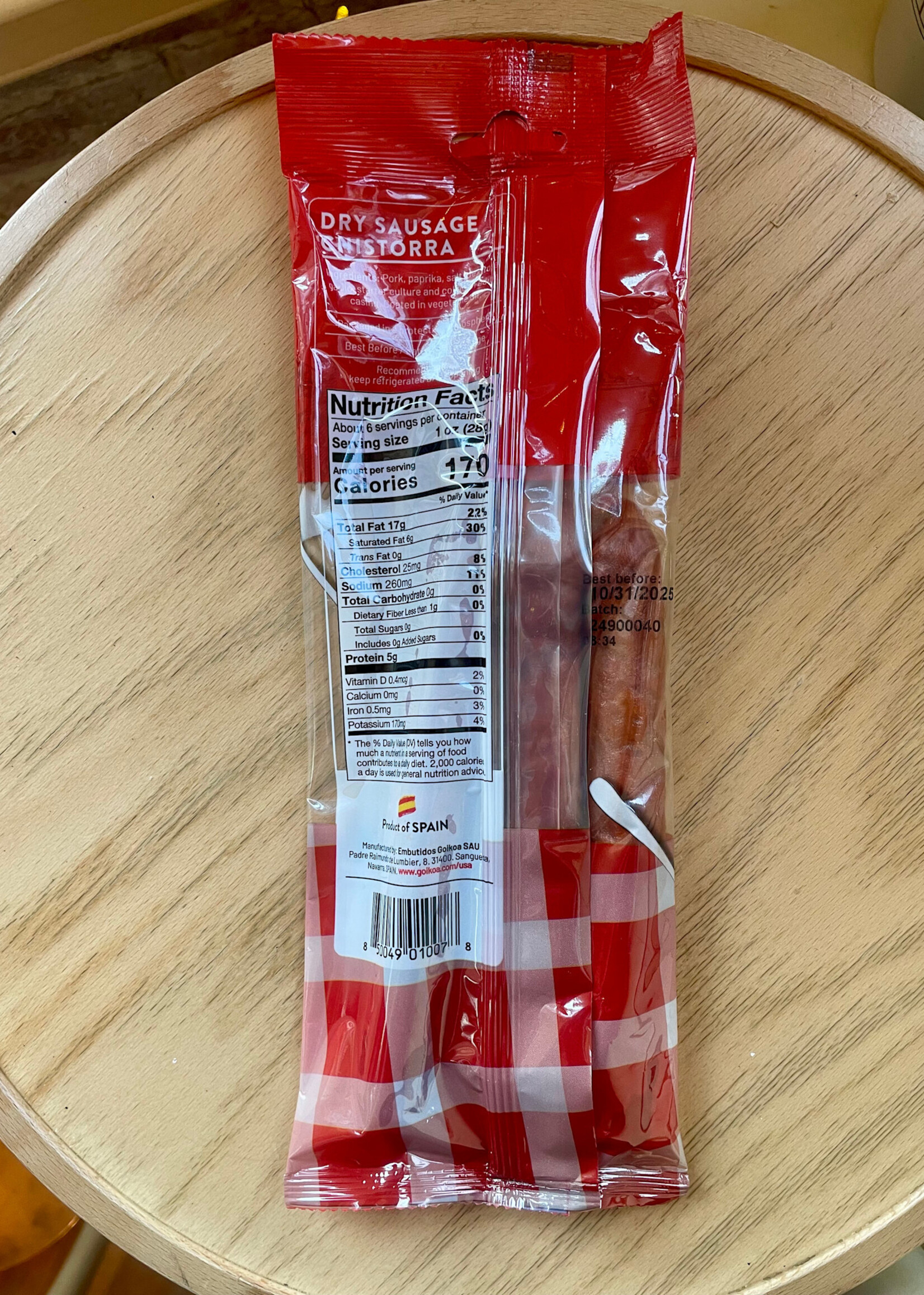 Goika La Pasión de una Familia, Dry Sausage Chistorra, Sanguesa, Navarra, Spain 5.6oz