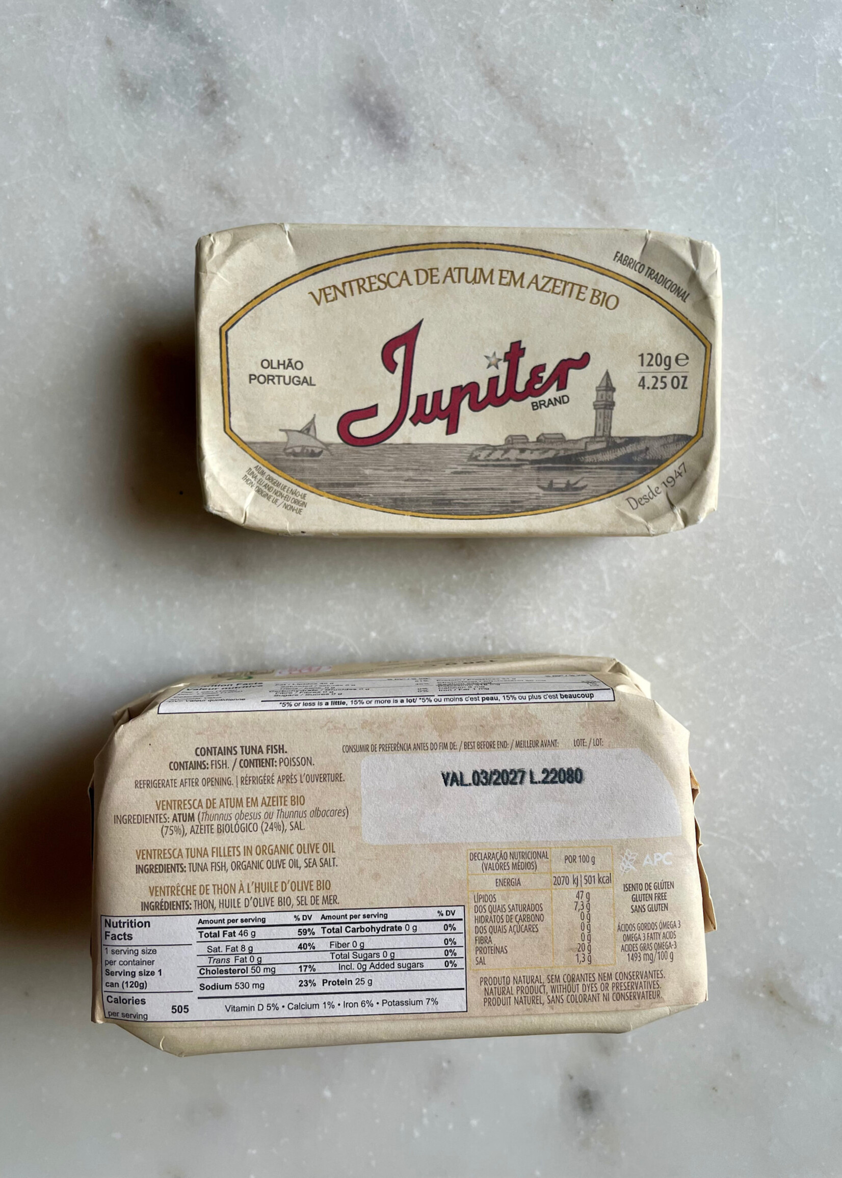 Jupiter Tuna Belly (Ventresca)  in Organic Olive Oil 120g (4.25oz)