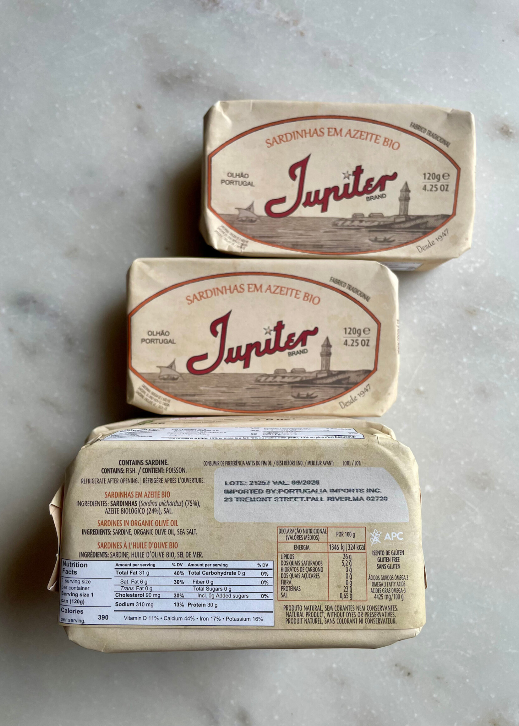 Jupiter Sardines in Organic Olive Oil, Portugal 120g (4.25oz)