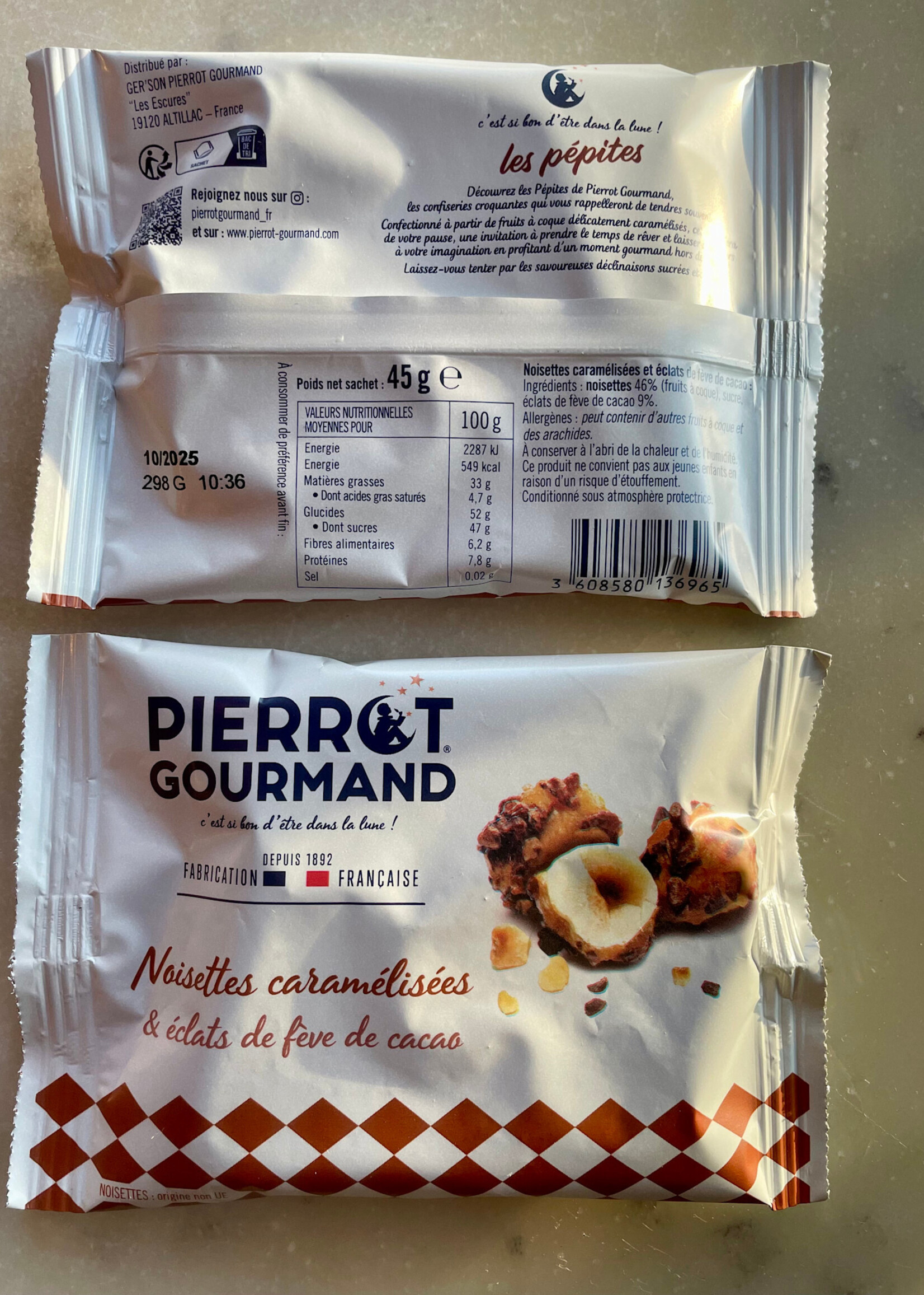 Pierrot Gourmand Caramelized Hazelnuts with Cocoa 45g