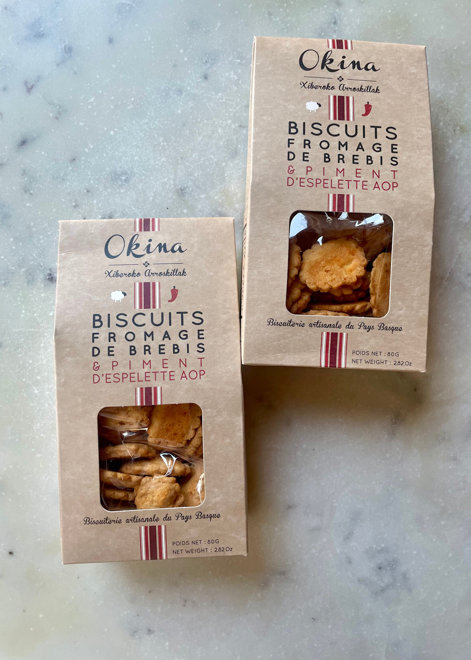 Okina Xiberoko Arroskillak, Biscuits Fromage De Brebis & Piment d’Espelette AOP, Pays Basque 80g