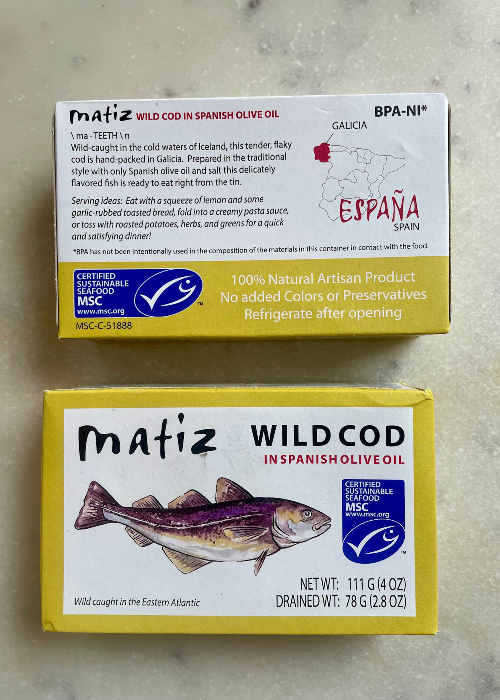 Matiz Wild Caught Eastern Atlantic Cod in Spanish Olive Oil 4.oz (111g)