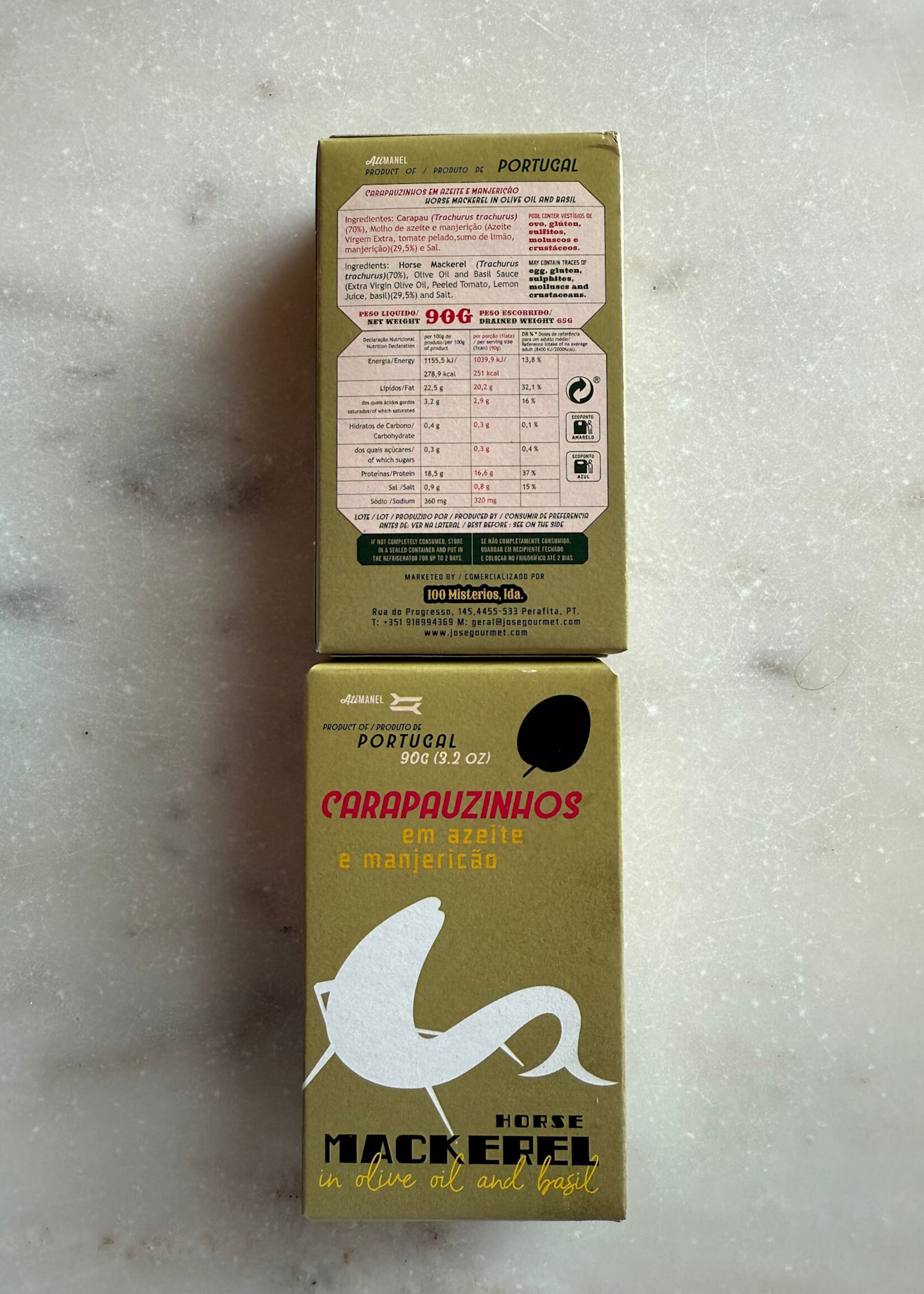 Ati Manel Horse Mackerel in Olive Oil w/ Basil 3.2oz ( 90g)