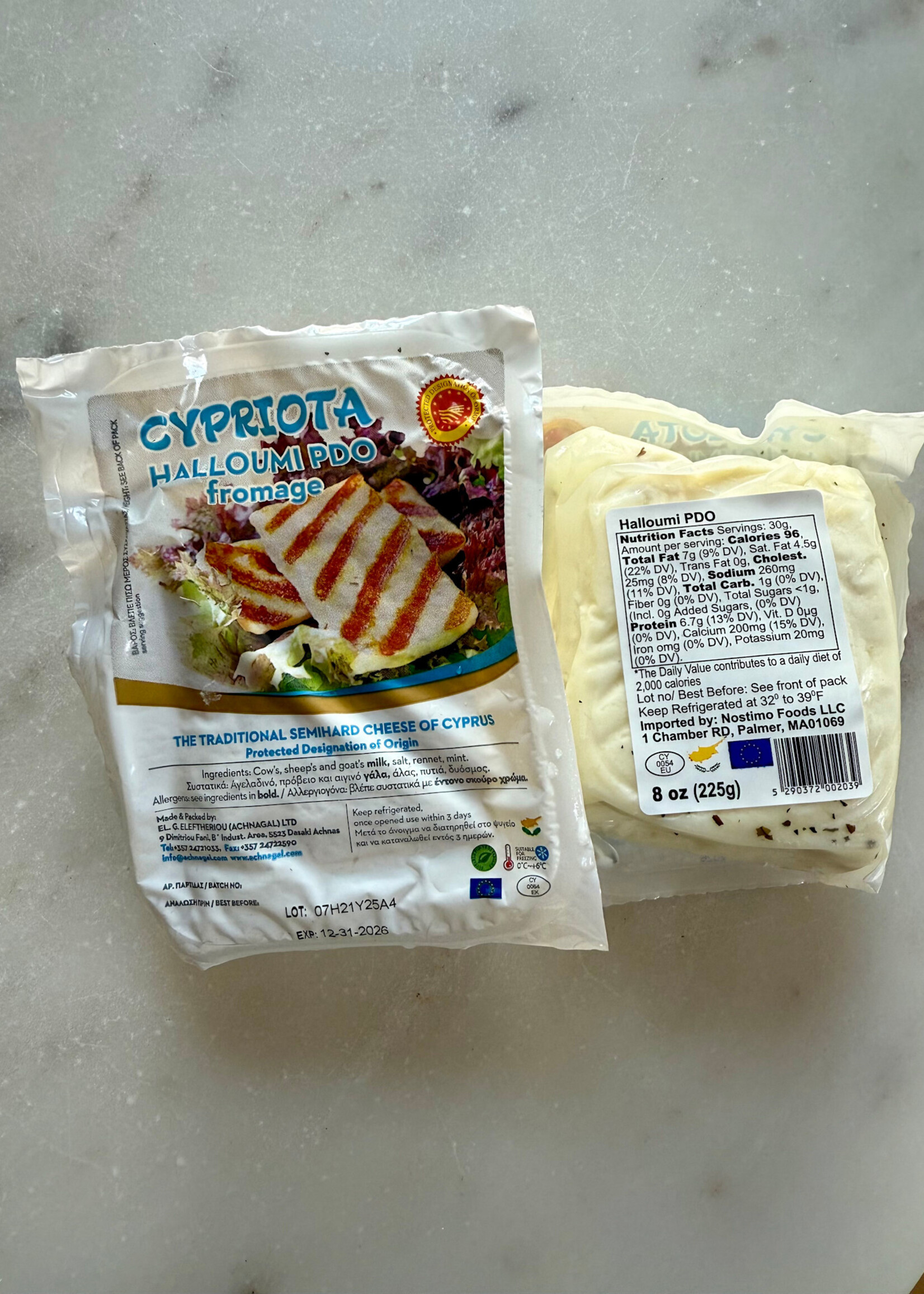 Cypriota Halloumi PDO fromage, Cyprus 8oz (225g)